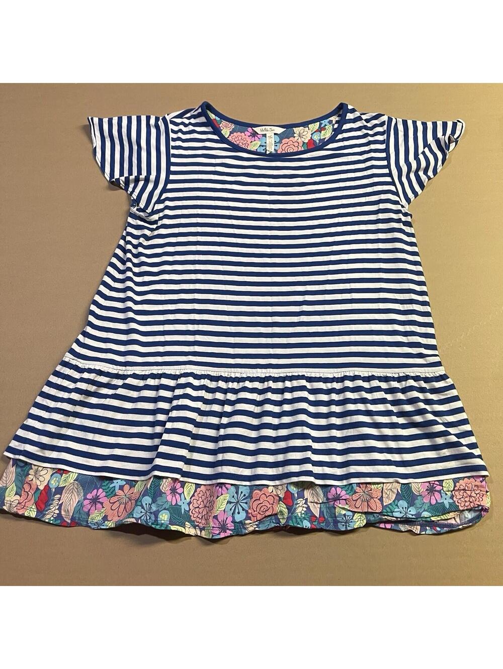 Matilda Jane Navigator Size Medium Cobalt Blue White Striped Floral Peplum Tee
